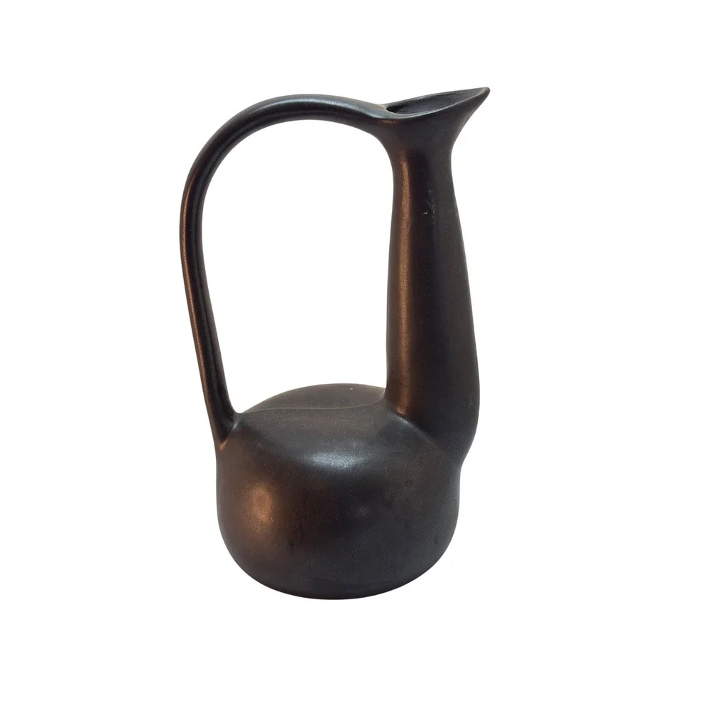 Gio Ponti Bucchero Nero Licensed Re-Edition Vase Italian Modern Black Ceramic